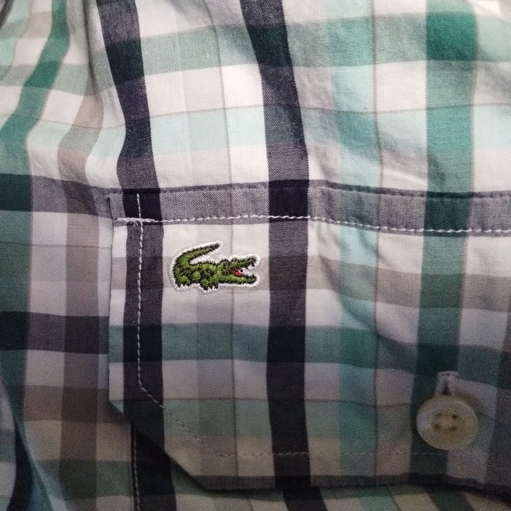 Lacoste Button Down Multi Colored Plaid Shirt Siz… - image 4